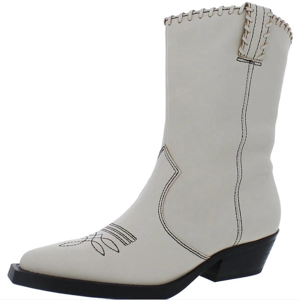 Franco Sarto Cream Heeled Western Boots